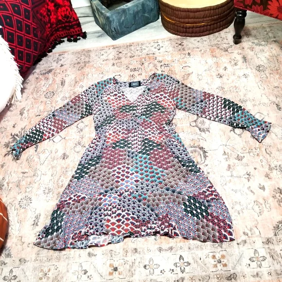 Anthropologie Maeve Monaco Empire Peacock Print Dress. Size: Extra Large. - Picture 6 of 12